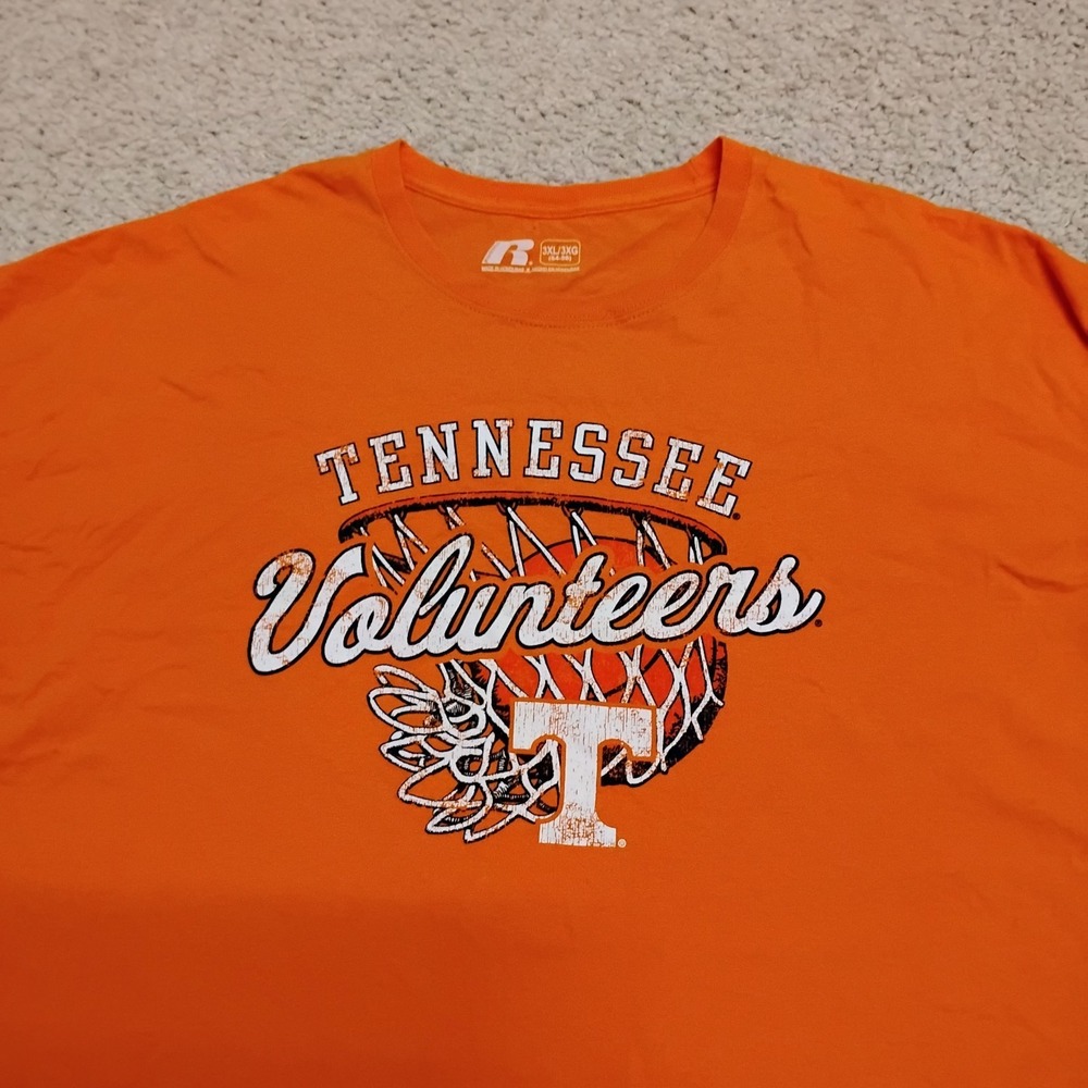 Tennessee Volunteers Shirt Mens 3XL Orange Russell Basketball Sports Ncaa Cotton